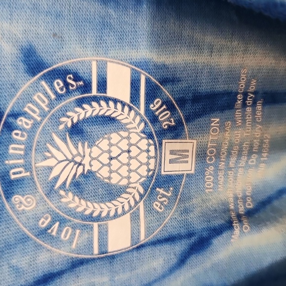 Love & Pineapples Blue Tie-Dye Graphic T-Shirt Make Some Waves Medium Cotton - Picture 2 of 9